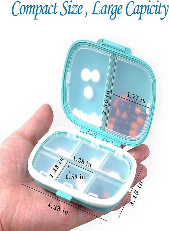 Lobe Miracle منظم حبوب السفر من لوب ميراكل، علبة حبوب محمولة بـ 8 أقسام، علبة حبوب يومية لحفظ الفيتامينات، علبة حبوب صغيرة لمنظم الأدوية في الجيب (أزرق) - Image 4